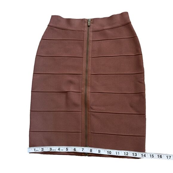 BCBGMAXAZRIA Josey Bandage Zip Up Brown Skirt SMALL - Picture 5 of 13